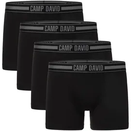 Camp David Herren Boxershorts, 4er Pack - Comfort Cotton Boxershorts 4P, Logo Schwarz L