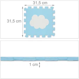Relaxdays Puzzlematte, Blau, Weiß, Kunststoff, 31.5x31.5 cm, Teppiche & Böden, Teppiche, Teppich Kinderzimmer