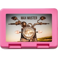 Manutextur Brotzeitbox mit Namen - Motiv Motorrad 4 - personalisiert - persönliches Geschenk