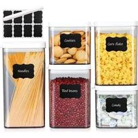 Küchenbehälter-Set, 5-teilig, Plastik, BPA-frei, Deckel - Transparent