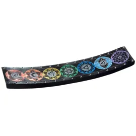 Saraswati Räucherstäbchenhalter "7 Chakren" Black Stone graviert 25 x 5 cm