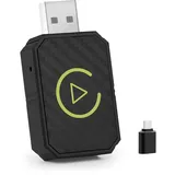 LWMTT Wireless Carplay Adapter, Drahtloser Android Auto Adapter, 2-in-1 Stick, Wandelt Verdrahtete Mini Android Auto/Carplay In Drahtlos Um Plug & Play USB C/A, Bluetooth, USB, Grau