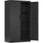 Songmics Büroschrank Stahl 80 x 40 x 140 cm Mattschwarz abschließbar mit 2 Türen 3 verstellbare Ablagen