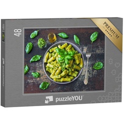 puzzleYOU Puzzle Frisch gekocht: Pasta-Pesto, vegan, 48 Puzzleteile, puzzleYOU-Kollektionen Pasta