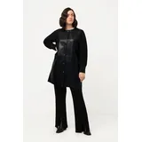 Ulla Popken Steppweste Wendeweste Nappa-/Verlourslederoptik Rundhals schwarz 46/48