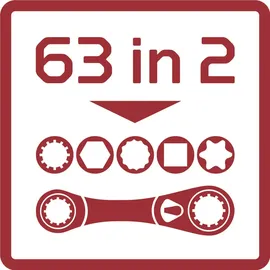 Gedore Doppelringratschenschlüssel-Satz 63 diverse Schlüsselweiten 2-tlg.