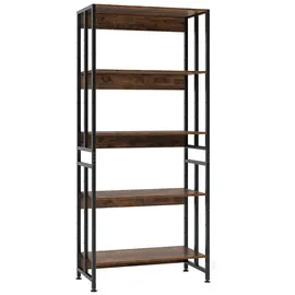 Costway Bücherregal, 5 Ebenen, Standregal mit kippbaren Böden, Industrieregal mit Metallrahmen für Wohnzimmer, Schlafzimmer, Arbeitszimmer