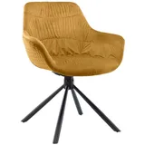 Livetastic Armlehnstuhl, Senfgelb, Textil, Drehkreuz, 64x82x63 cm, Sitzfläche 360° drehbar, Esszimmer, Stühle, Esszimmerstühle, Armlehnenstühle