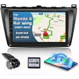 [2+32GB] Hikity Wireless CarPlay Android Autoradio für Mazda 6 Rui Wing 2007 2008 2009 2010 2011 2012 Radio mit Dashcam 9" Touchscreen Autoradio mit Navi Bildschirm WiFi RDS Radio SWC