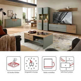 Innostyle INA Sideboard 180 x 90 x 45 cm Schilfgrün / Artisan Eiche