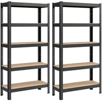 Songmics Schwerlastregal, 2er Set, Kellerregal, Lagerregal, 30 x 75 x 150 cm, Regal mit Stahlgestell, bis 650 kg belastbar, 5 verstellbare Ablagen, schwarz GLR030B22