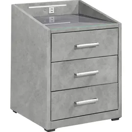 ed exciting design "Moon", grau (hellgrau, soro 90 light grau), B:47cm H:61cm T:46cm, Sideboards, Nachtkonsole, mit LED-Beleuchtung und USB-Anschluss & USB-C-Anschluss