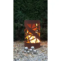 JH-Metalldesign Feuertonne Stripes Edelrost Säule Rost Feuerkorb Feuerschale