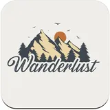 Untersetzer aus Kork – Wanderlust Voyage Nature Mountain Bohrer – 1 Stück (95 x 95 mm)