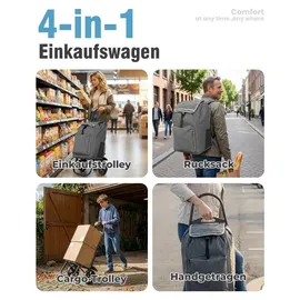 HOMECALL Einkaufswagen 4-in-1 grau