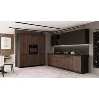 Küchen-Preisbombe Küchenzeile MONZA SIENA 280 + 180 cm Nussbaum Schwarz matt