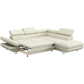 Cotta Ecksofa COTTA "Enterprise L-Form", weiß (altweiß), B:277cm H:91cm T:104cm, Softlux-Kunstleder;Luxus-Kunstleder, Sofas, Ecksofa, mit Arm- & Kopfteilverstellung, wahlweise mit Bettfunktion