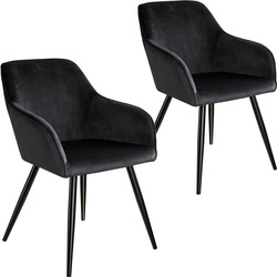 TECTAKE Esszimmerstuhl Marilyn Samtoptik, schwarze Stuhlbeine  2er Setschwarz