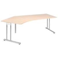 geramöbel Schreibtisch ahorn L-Form, C-Fuß-Gestell silber 216,6 x 113,0 cm