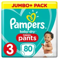 Pampers Baby Dry Pants Windeln Gr. 3 (6-11 kg), Jumbo Plus, 1er Pack (1 x 80 Stück)