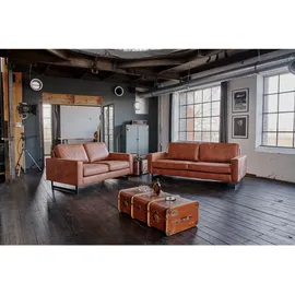 KAWOLA Sofa VILNIUS 3-Sitzer Kunstleder mit Lederanteil cognac