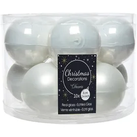 Kaemingk Weihnachtsbaumkugeln Glas 6 cm 10 Stück winterweiß emaille/matt
