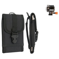 K-S-Trade Kameratasche für Rollei Actioncam 425, Kameratasche Gürteltasche Outdoor Gürtel Tasche Kompaktkamera schwarz