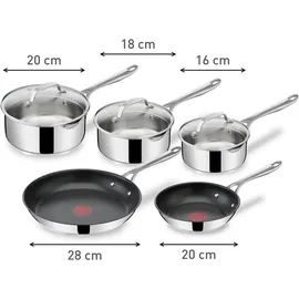 Tefal Jamie Oliver Cooks Classic E304S544 Topf-Set 8-tlg. 3 x Stielkasserolle + 2 x Bratpfanne