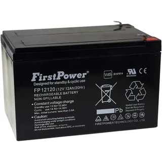 Powery FirstPower Blei-Gel Akku für Peg Perego / Notstromversorgung (USV) 12Ah 12V VdS