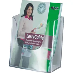 Sigel Wand-Prospekthalter A5 mit 1 Fach glasklar incl. Schrauben und Dübel VE=4x1 Stück