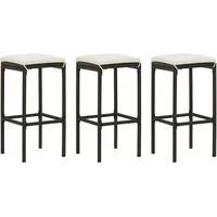 vidaXL Barhocker mit Kissen 3 Stk. Braun Poly Rattan