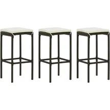 vidaXL Barhocker mit Kissen 3 Stk. Braun Poly Rattan