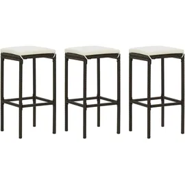 vidaXL Barhocker mit Kissen 3 Stk. Braun Poly Rattan