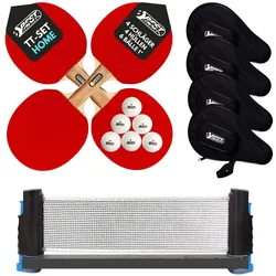 Best Sporting Tischtennisschläger Set HOME I 4 Tischtennis Schläger, 4 Schlägertaschen, Flexi Netz und 1* Tischtennisbälle I 10-teiliges wertiges Tischtennis Set I Tischtennissets