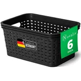 Novaliv Aufbewahrungsbox - (6 St), 6x Aufbewahrungskorb Rattan schwarz