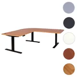 Mendler Eck-Schreibtisch HWC-D40, Computertisch elektrisch höhenverstellbar 178x178cm 84kg MVG - Eiche-Dekor, schwarz