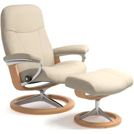 Stressless Stressless® Relaxsessel »Garda«, (Set, Relaxsessel mit Hocker), mit Hocker, mit Signature Base, Größe L, Gestell Eichefarben