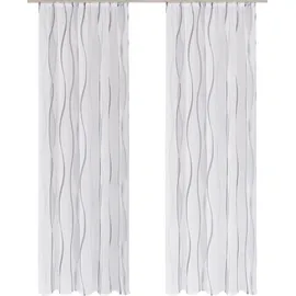 OTTO home Dimona Gardine Kräuselband 140x145 cm weiß/silberfarben/grau 2 St.