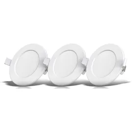 B.K.Licht LED Einbauleuchte 3er Set Bad Einbaustrahler, IP44 geschützt, flache Einbauspots« LED-Modul warmweiß, weiß,