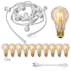 Komplettset CONNECTA WHITE - Lichterkette 7,35m+5m Zuleitung - 10 x Edison LED L...