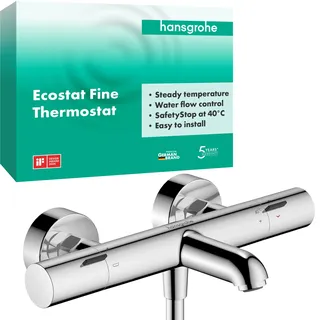 Hansgrohe Ecostat Fine Wannenthermostat Aufputz, 2 Verbraucher, chrom
