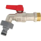 Hermann Schmidt Kugelauslaufventil 3/4 Zoll matt verchromt rot