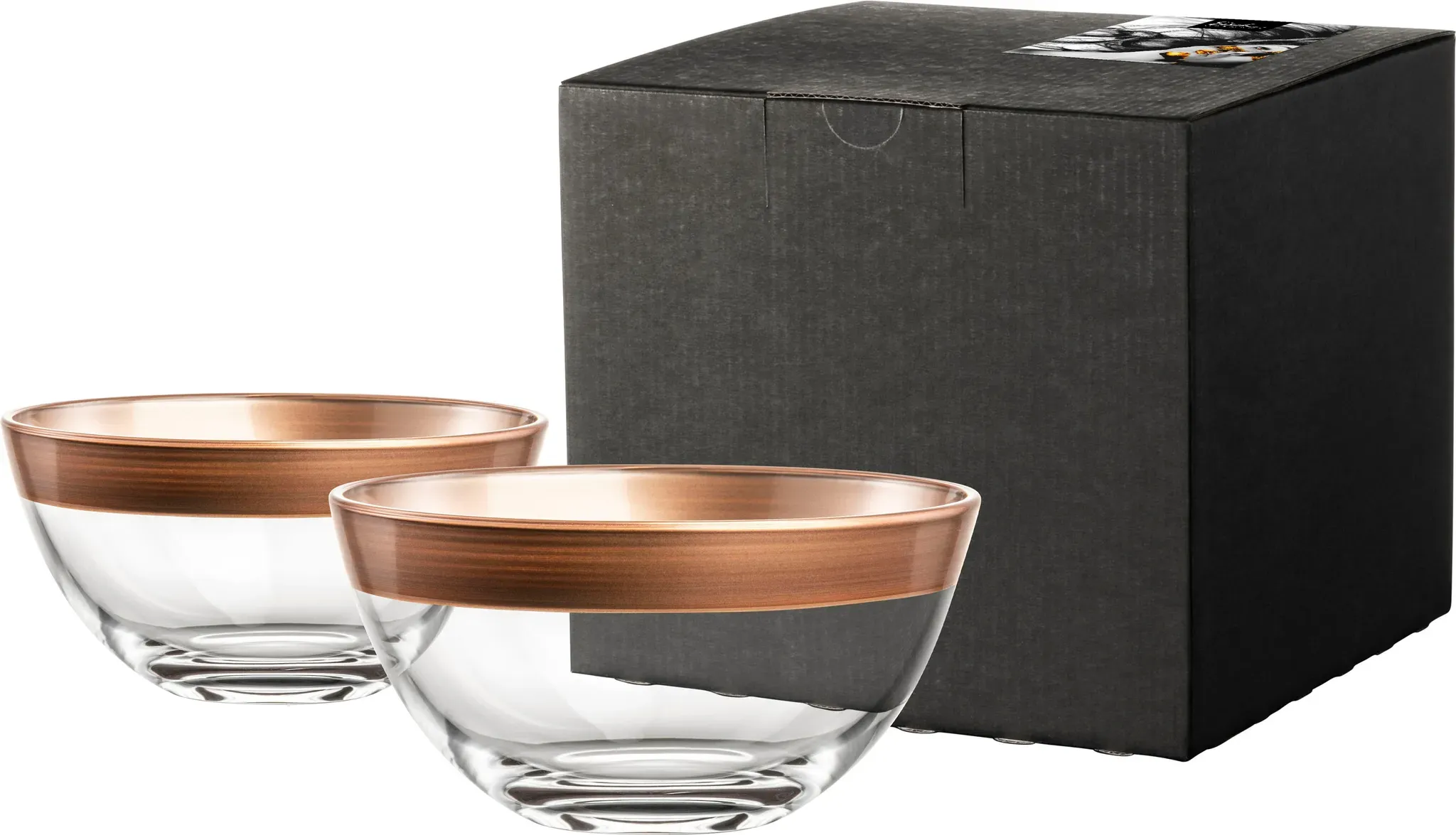 Müslischale EISCH GERMANY "KAYA COPPER", rosa (kupfer), H:8cm Ø:14cm, Kristallglas, Schüsseln, im Geschenkkarton, in Handarbeit in Kupfer veredelt