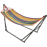 Hängematte Mit Gestell Klappbar 2-in-1 Multifunktional Als Wäscheständer Stahlrahmen 270x100x94 Cm Bunt