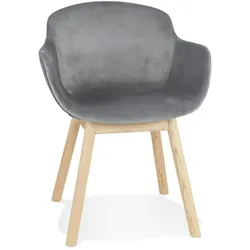 Kadima Design Küchenstuhl Grau Retro-Design | 59x54x80cm | Gepolstert | Samt & Holz | Arbeitszimmer & Wohnbereich