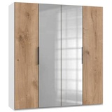 WIMEX Level 200 x 216 x 58 cm Plankeneiche Nachbildung/weiß mit Spiegeltüren
