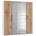 Level 200 x 216 x 58 cm Plankeneiche Nachbildung/weiß mit Spiegeltüren