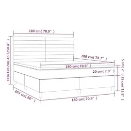 vidaXL Boxspringbett mit Matratze & LED Rosa 180x200 cm Samt