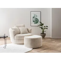 LEONIQUE »MAISIE, Love Seat XXL Lese-Sessel, Big-Sessel mit Hocker,«, (2 St.), Set in MEGA CORD und Web-Velours, drehbar 360 Grad