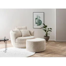 LEONIQUE »MAISIE, Love Seat XXL Lese-Sessel, Big-Sessel mit Hocker,«, (2 St.), Set in MEGA CORD und Web-Velours, drehbar 360 Grad